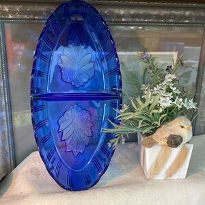 Vintage Colbalt Blue Relish Tray